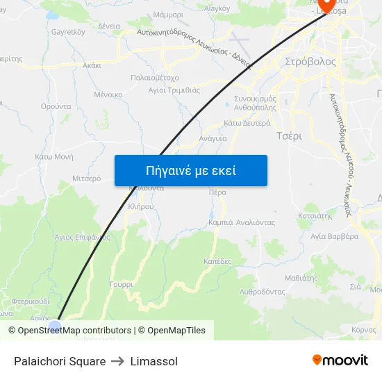 Palaichori Square to Limassol map