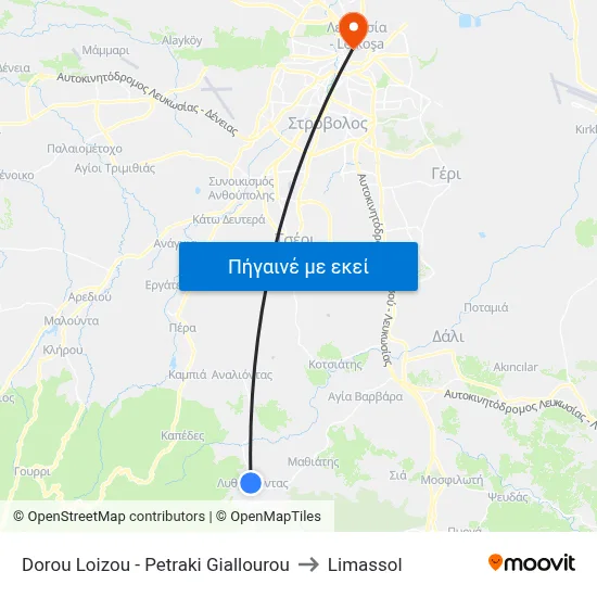 Dorou Loizou - Petraki Giallourou to Limassol map