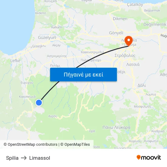 Spilia to Limassol map