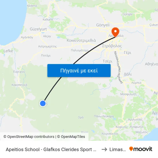 Apeitios School - Glafkos Clerides Sport Centre 1 to Limassol map