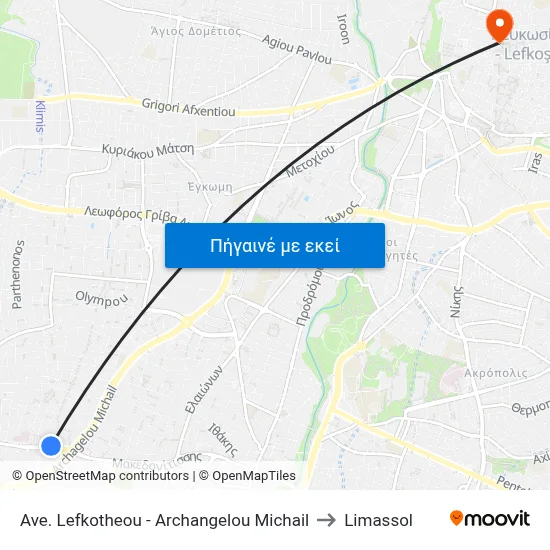 Ave. Lefkotheou - Archangelou Michail to Limassol map
