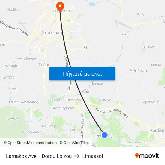 Larnakos Ave. - Dorou Loizou to Limassol map