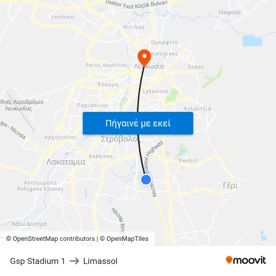 Anexartisias Avenue - Gsp to Limassol map