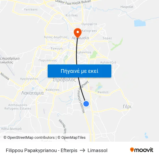 Filippou Papakyprianou - Efterpis to Limassol map