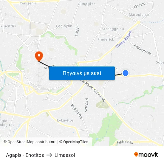 Agapis - Enotitos to Limassol map