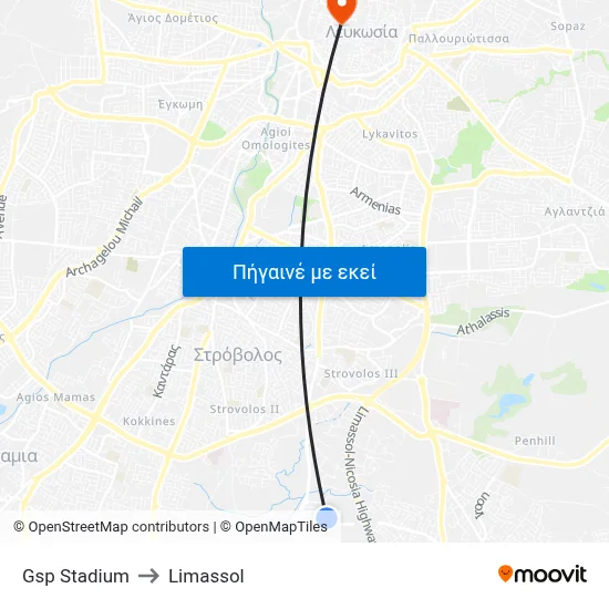 Gsp Stadium to Limassol map