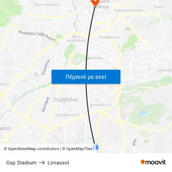 Gsp Stadium to Limassol map