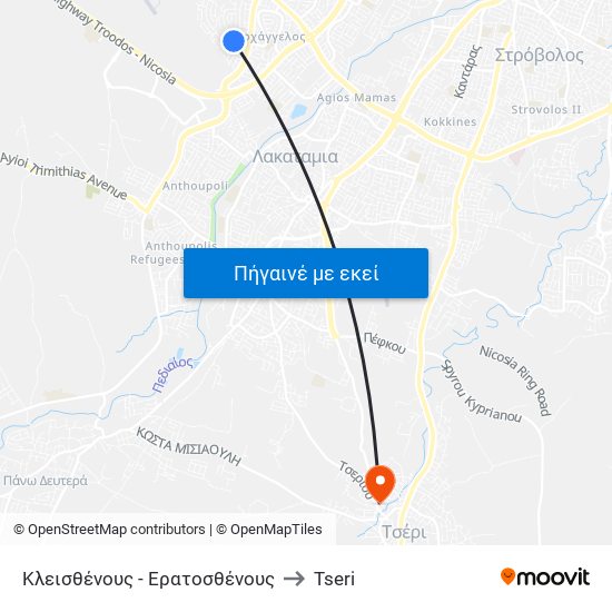 Κλεισθένους to Tseri map