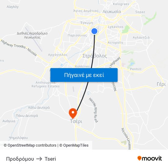 Προδρόμου to Tseri map