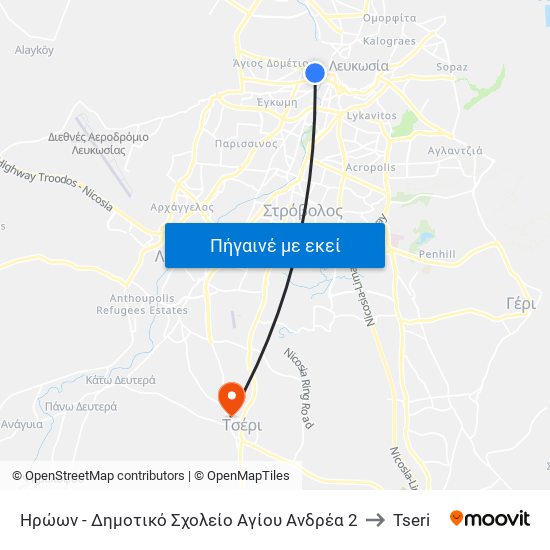 Ηρώων to Tseri map