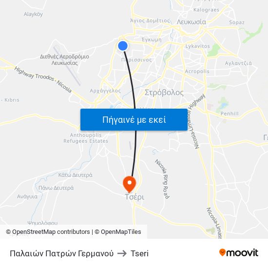 Παλαιών Πατρών Γερμανού to Tseri map