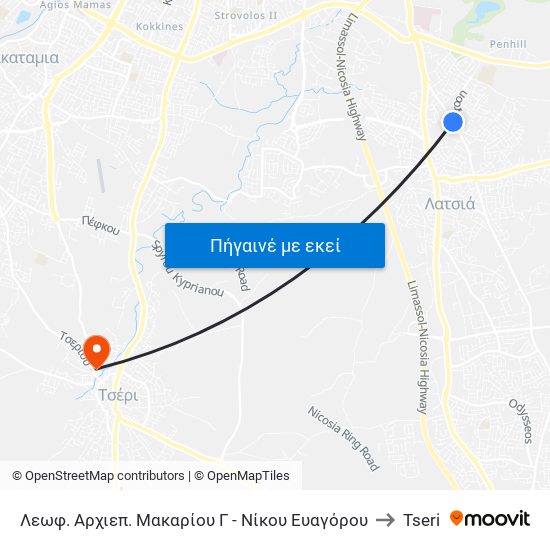 Λεωφ. Αρχιεπ. Μακαρίου Γ to Tseri map