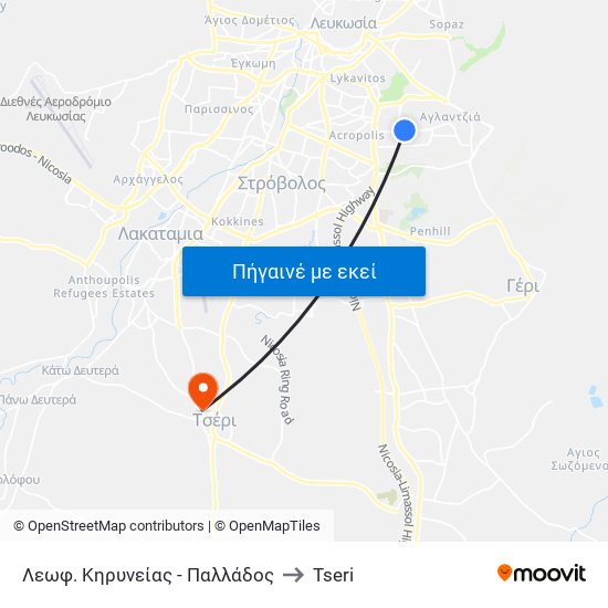 Λεωφ. Κηρυνείας to Tseri map