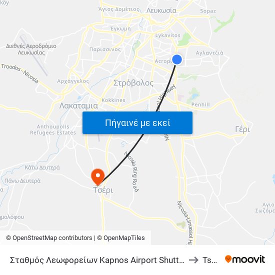 Σταθμός Λεωφορείων Kapnos Airport Shuttle to Tseri map