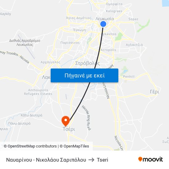 Ναυαρίνου - Νικολάου Σαριπόλου to Tseri map