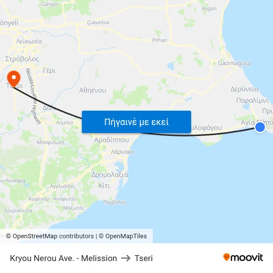 Kryou Nerou Ave. - Melission to Tseri map
