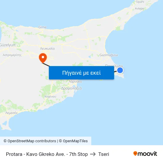 Protara - Kavo Gkreko Ave. - 7th Stop to Tseri map
