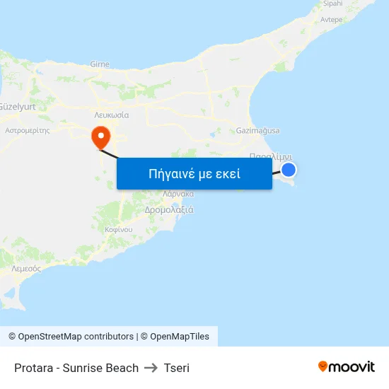 Protara - Sunrise Beach to Tseri map