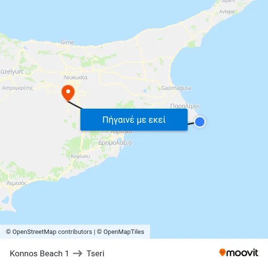 Konnos Beach to Tseri map