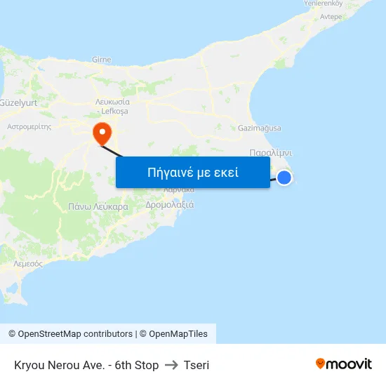 Kryou Nerou Ave. - 6th Stop to Tseri map