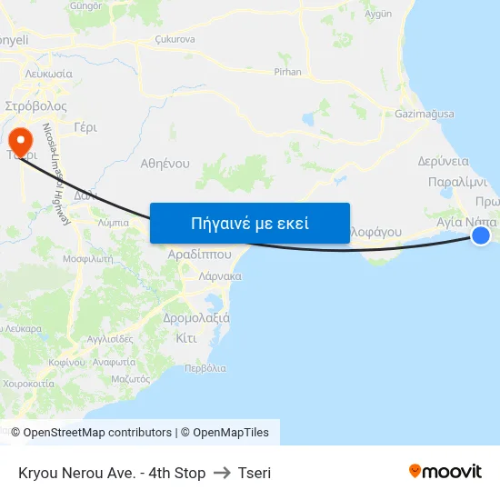Kryou Nerou Ave. - 4th Stop to Tseri map