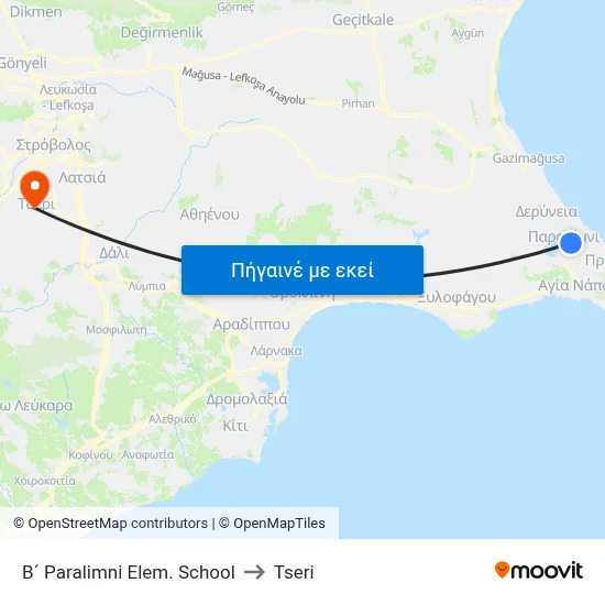 B´ Paralimni Elem. School to Tseri map