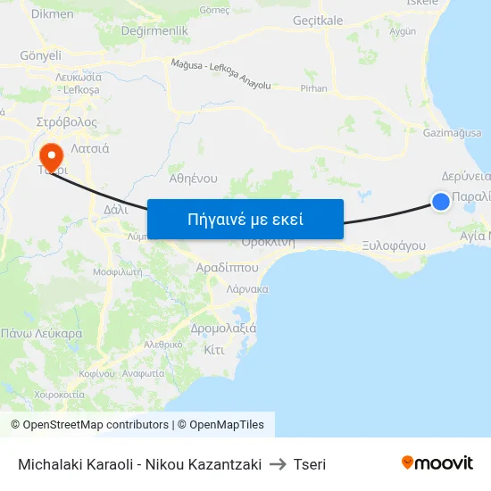 Michalaki Karaoli - Nikou Kazantzaki to Tseri map