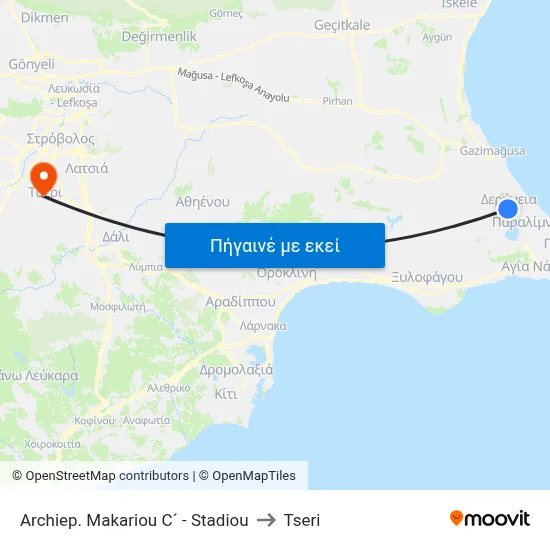Archiep. Makariou C´ - Stadiou to Tseri map