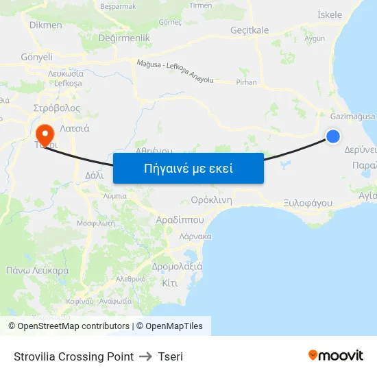 Strovilia Crossing Point to Tseri map