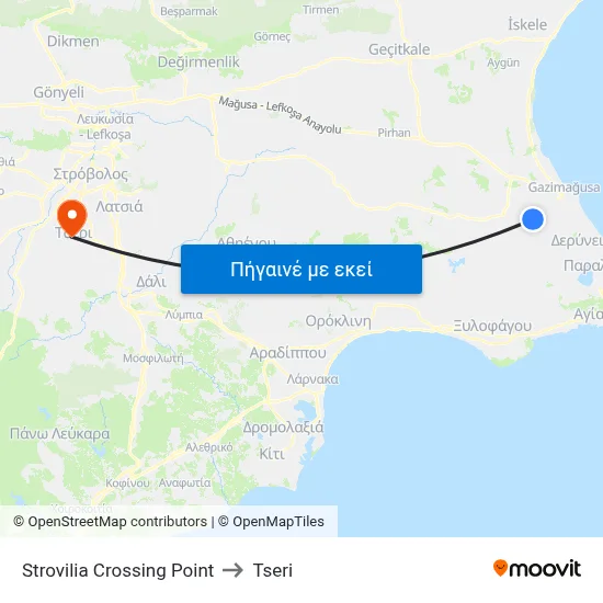 Strovilia Crossing Point to Tseri map