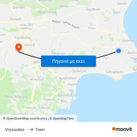 Vrysoulles - to Tseri map