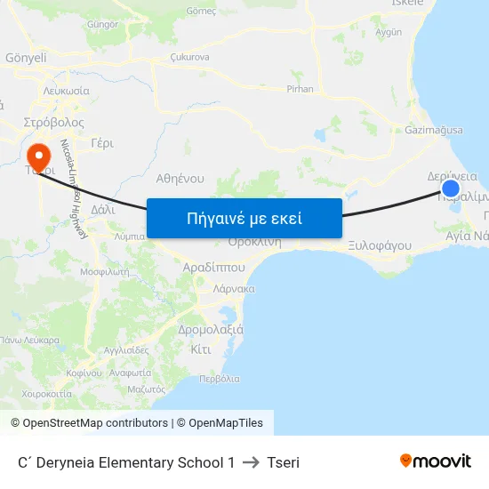C´ Deryneia Elem. School to Tseri map