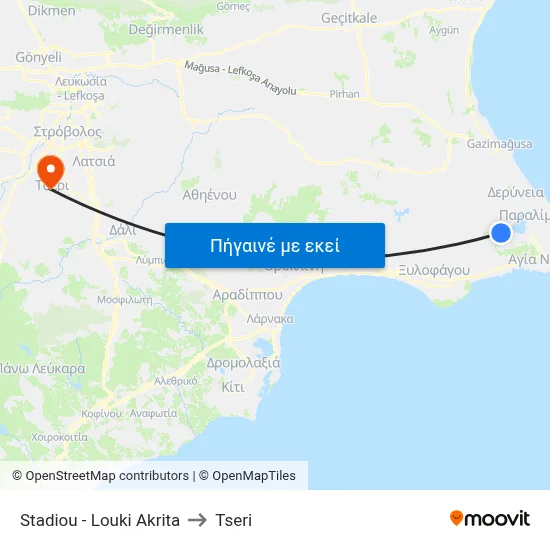 Stadiou - Louki Akrita to Tseri map