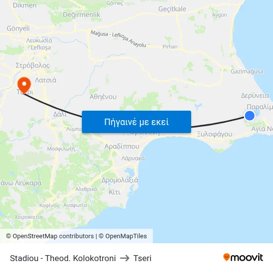 Stadiou - Theod. Kolokotroni to Tseri map