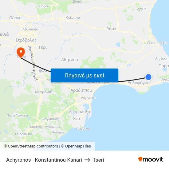 Achyronos - Konstantinou Kanari to Tseri map