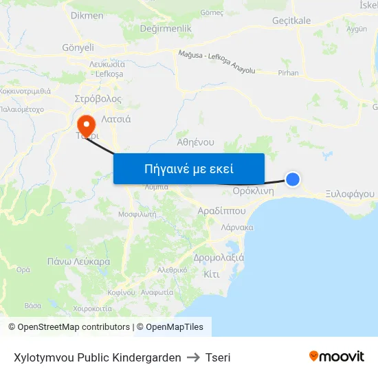 Xylotymvou Public Kindergarden to Tseri map