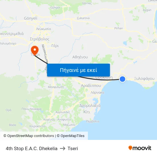 4th Stop E.A.C. Dhekelia to Tseri map