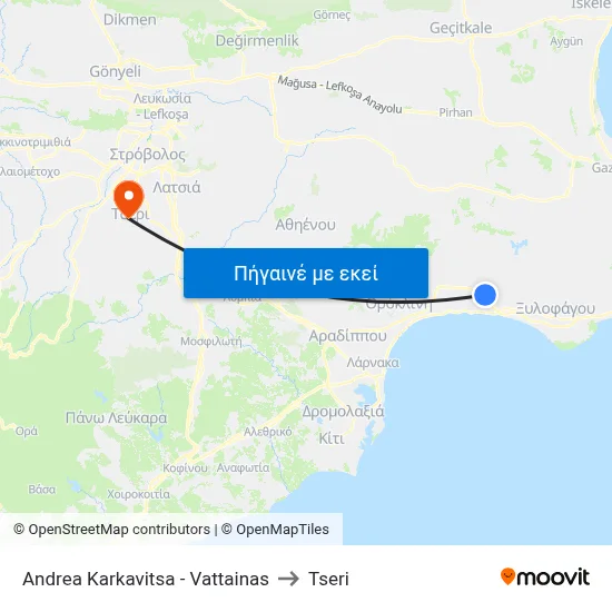 Andrea Karkavitsa - Vattainas to Tseri map