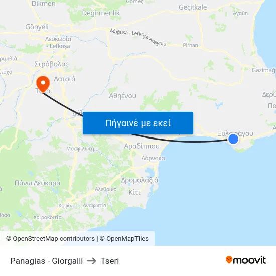 Panagias - Giorgalli to Tseri map