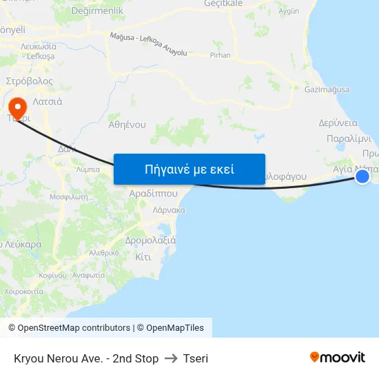 Kryou Nerou Ave. - 2nd Stop to Tseri map
