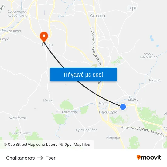Chalkanoros to Tseri map