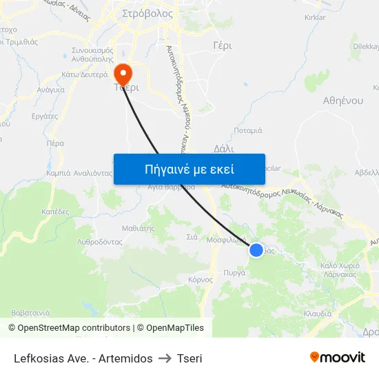Lefkosias Ave. - Artemidos to Tseri map