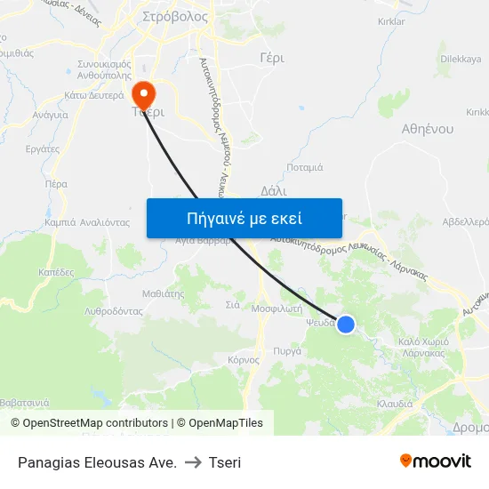 Panagias Eleousas Ave. to Tseri map