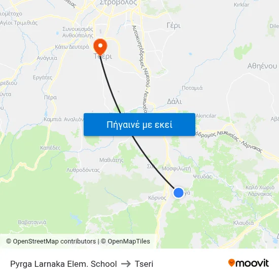 Pyrga Larnaka Elem. School to Tseri map