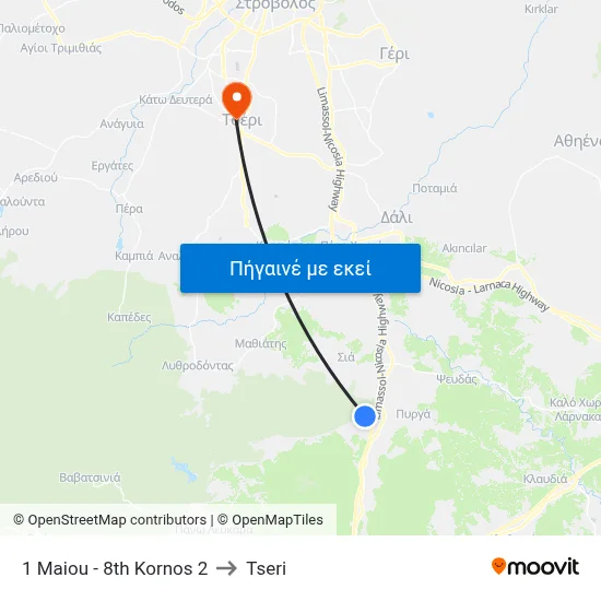 1 Maiou - 8th Kornos to Tseri map