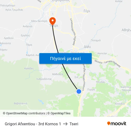 Grigori Afxentiou - 3rd Kornos 1 to Tseri map