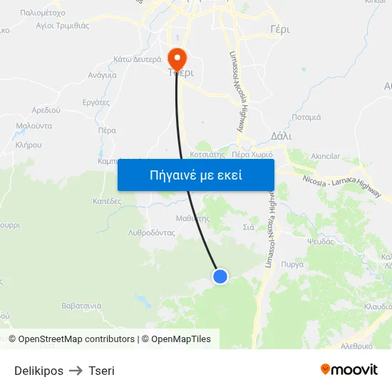 Delikipos to Tseri map