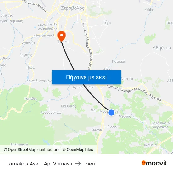 Larnakos Ave. - Ap. Varnava to Tseri map