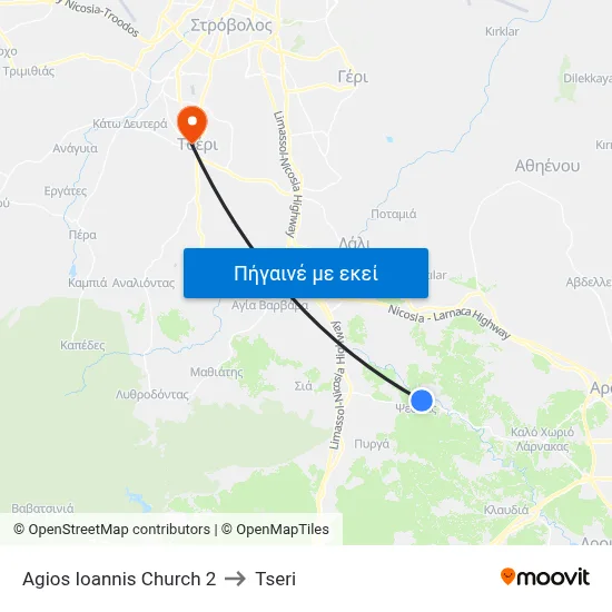 Agios Ioannis Church 2 to Tseri map