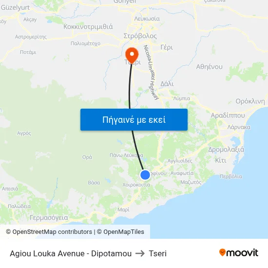 Ag. Louka Ave. - Dipotamou to Tseri map